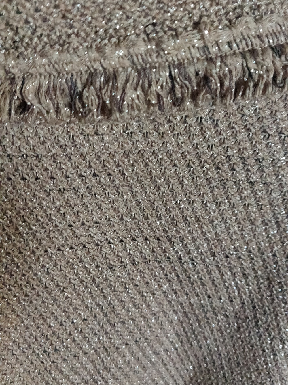 Chico's Shimmery Taupe Tweed Frayed-Edge Faux Double-Breasted Blazer - Picture 4 of 16